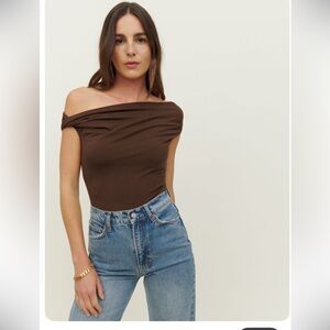 Reformation Cello Knot Top Brown S